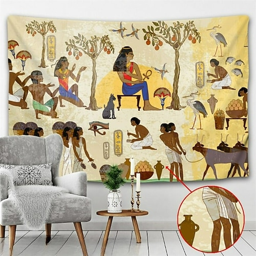 

Vintage Egyptian Hanging Tapestry Wall Art Large Tapestry Mural Decor Photograph Backdrop Blanket Curtain Home Bedroom Living Room Decoration