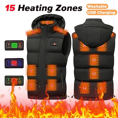 

15 zones gilet chauffant hommes avec affichage de la température hiver femmes électrique usb chauffage veste tactique homme gilet thermique manteau plus chaud