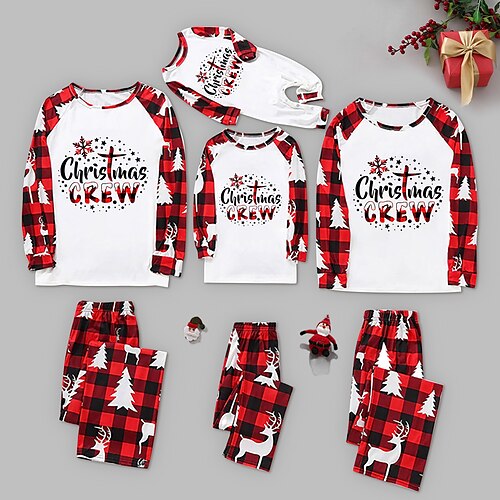 

Famille Noël Pyjamas Pyjamas de Noël mignons Motif de Noël Cadeau Noël Imprimer JJF32-8767 JJF32-228 JJF32-8659 manche longue Tenues maman et moi Actif Tenues assorties