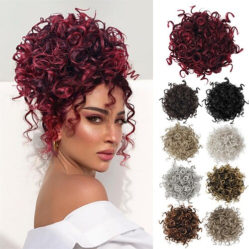 

Curly Hair Bun Hair Buns Hair Piece for Black Women Synthetic Hair Extensions Hair Bun for Women Daily Use Elastic Drawstring Loose Wave Messy Bun