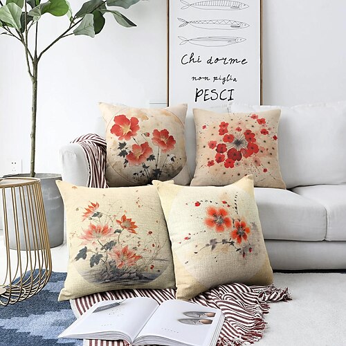 

Capa de almofada dupla face floral chinesa, 1 peça, macia, decorativa, quadrada, fronha para quarto, sala de estar, sofá, cadeira