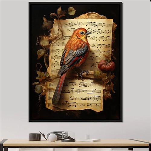 

Animal Wall Art Canvas Melody Perched on Natures Notation Prints and Posters Portrait Pictures Decorative Fabric Painting For Living Room Pictures No Frame