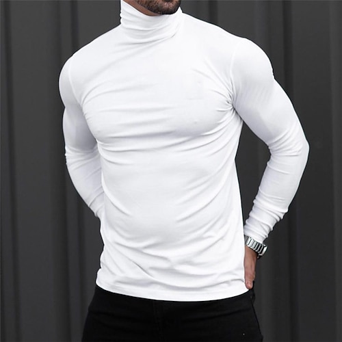 

Hombre Camiseta Suéter de cuello de tortuga Camiseta superior Camisa de manga larga Plano Cuello Alto Calle Vacaciones Manga Larga Ropa Moda Design Básico