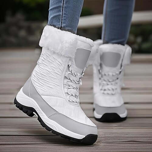 

Femme Bottes Bottes de neige Grandes Tailles Bottes imperméables du quotidien Doublé en Polaire Bottines Bottines Talon Plat Bout rond Décontractées Confort Polyuréthane Bande élastique Couleur unie