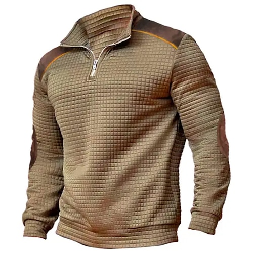 

Homme Sweat shirt Sweat-shirt quart de fermeture éclair Marron Demi fermeture éclair Plein Sport Loisir du quotidien Vacances Vêtement de rue basique Décontractées Printemps Automne Vêtement Tenue