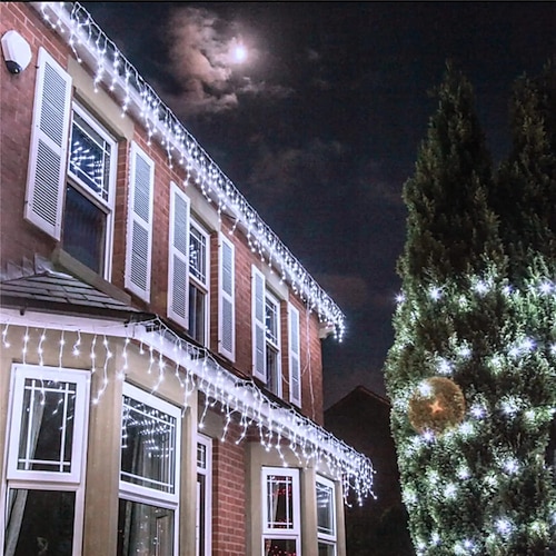 

2 uds 1 Uds. Guirnalda de luces de carámbanos LED 40,6 m cortina navideña guirnalda de luces de hadas al aire libre para decoración de vacaciones de calle de boda de Año Nuevo