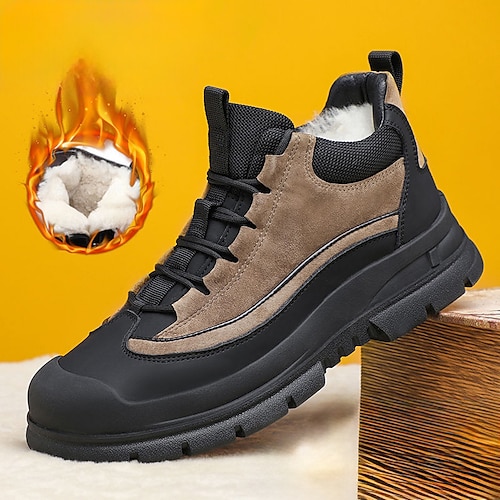 

Men's Boots Winter Shoes Walking Casual Daily PU Comfortable Booties / Ankle Boots Loafer Brown Grey Spring Fall