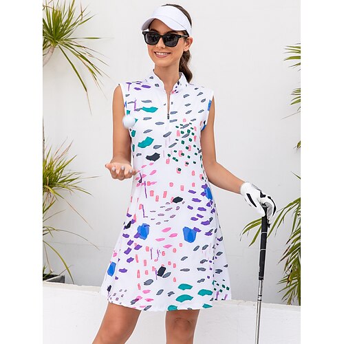 

Women's Tennis Dress Golf Dress Breathable Quick Dry Moisture Wicking Sleeveless Tennis Outfit Tennis Clothing Regular Fit Zipper Side Pockets Spot Summer Tennis Golf Pickleball