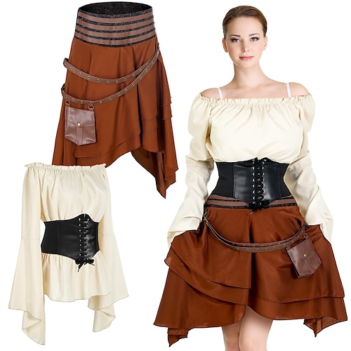 

Retro Vintage Mittelalterlich Steampunk Rock Bluse / Hemd Korsett Seeräuber Wikinger Damen Cosplay Kostüm Halloween Party LARP Bluse