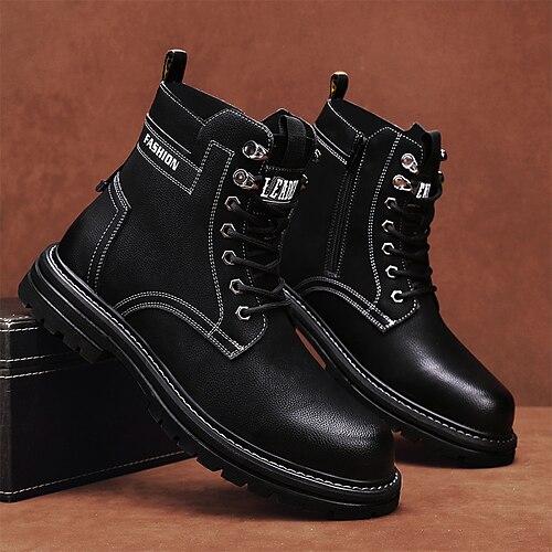 

Herren Stiefel Retro Arbeitsschuhe Wanderschuhe Brautkleider schlicht Täglich Leder Komfortabel Stiefeletten / Stiefeletten Halbschuhe Schwarz Frühling Herbst