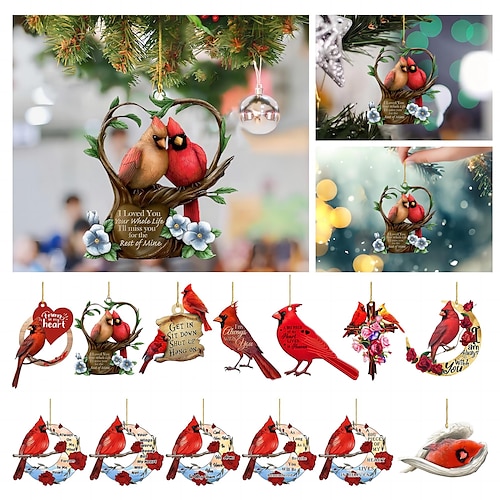 

Christmas Tree Ornaments 2D Acrylic Hanging Decorations Xmas Ornament 2023 Crafts Hanging Ornament New Year Festive Party Supplies Room Hanging Decor