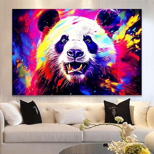 

Toile d'art mural avec animaux, imprimés et affiches de panda colorés, photos de portrait, peinture décorative en tissu pour salon, images sans cadre