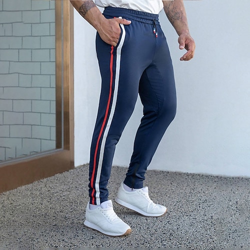 

Homme Pantalon athlétique Joggings Pantalon Jogger Cordon Taille elastique Manchette Elastique Bloc de couleur Confort Respirable Casual du quotidien Vacances Sportif Mode Bleu de minuit