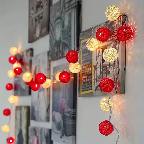 

Christmas Wedding Takraw Ball Fairy String Lights 1.5m 10LEDs 3m 20LEDs Battery Powered Outdoor Garden Balcony Holiday Christmas Party Decoration