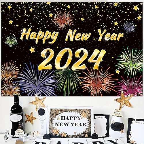 

Toile d'art mural de bonne année 2024, imprimés et affiches de décoration de bonne année, peinture sur tissu décoratif pour la décoration de la maison, sans cadre