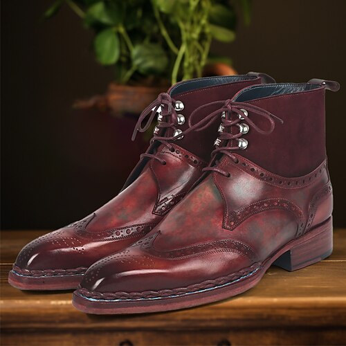 

Homme Bottes Rétro Chaussures formelles Chaussures habillées Marche Britanique du quotidien Polyuréthane Chaud Massage Augmentation de la hauteur Bottine / Demi Botte Lacet Rouge foncé Automne Hiver