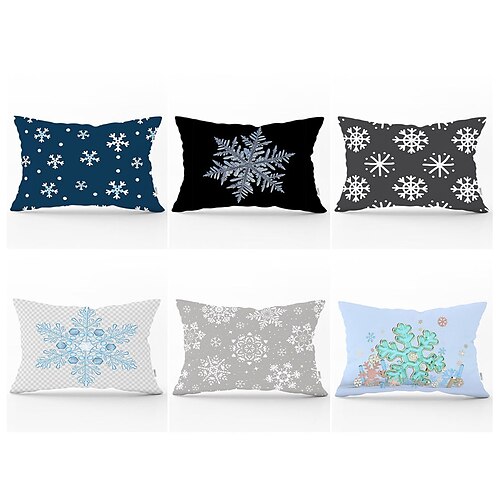 

Almohada lumbar de copo de nieve de Navidad, funda de almohada decorativa de Navidad, 1 pieza, funda de cojín suave, funda de almohada para dormitorio, sala de estar, sofá, silla