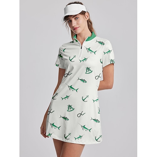 

Damen Tenniskleid Golfkleid Atmungsaktiv Schnelltrocknend Feuchtigkeitsableitung Kurzarm Kleider Golfbekleidung Regular Fit Zip Bedruckt Sommer Tennis Golfspiel Pickleball