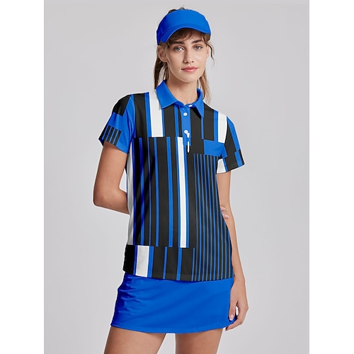 

Mujer Camisas de polo Camiseta de golf Polo con botones Transpirable Secado rápido Dispersor de humedad Manga Corta Ropa de golf ropa de golf Ajuste regular Impreso Verano Tenis Golf pepinillo