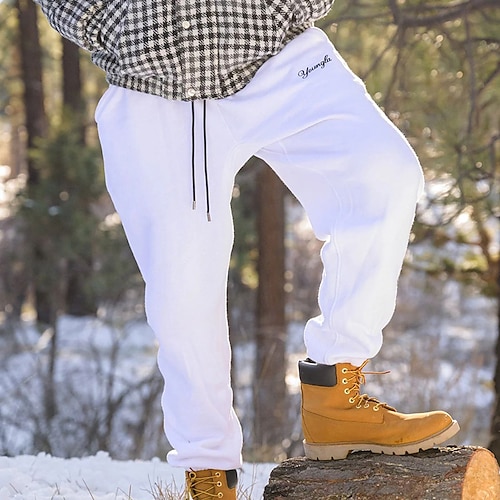 

Homens Calças Esportivas Corredores Corredor Bolsos Com Cordão Cintura elástica Tecido Conforto Respirável Ao ar livre Diário Para Noite Moda Casual Preto Branco