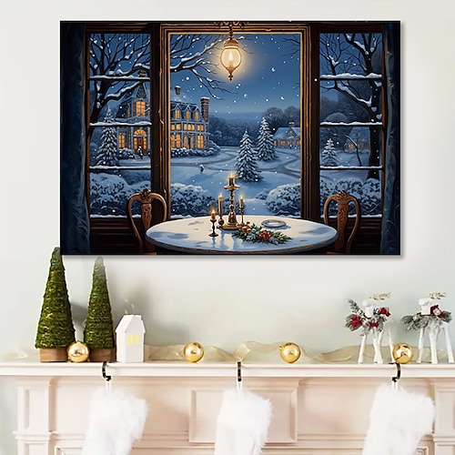 

Tela de arte de parede de paisagem, impressões e pôsteres de natal de inverno, imagens de paisagem, pintura decorativa em tecido para sala de estar, fotos sem moldura