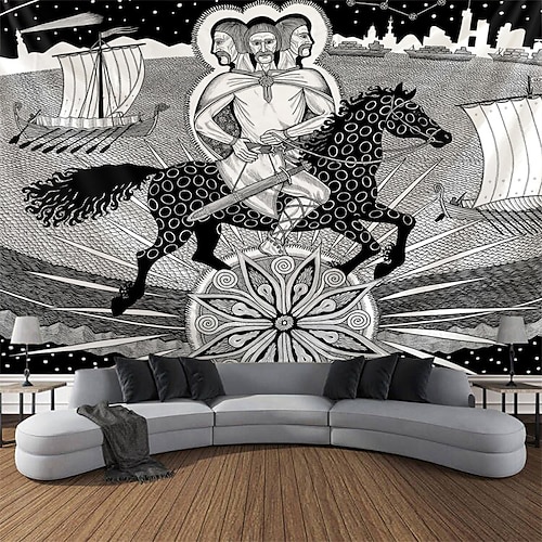 

mythologie slave art religieux tapisserie suspendue art mural grande tapisserie décor mural photographie toile de fond couverture rideau maison chambre salon décoration triglav dieu à trois têtes