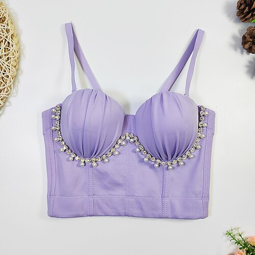

Sensual Y2K Año 2000 Faja Parte superior del tubo Top tank sujetador push up Top corto con corpiño Chica gótica Mujer Con Cuentas Cosplay Disfraz Carnaval Fiesta Club nocturno Ropa de Fiesta Chalecos