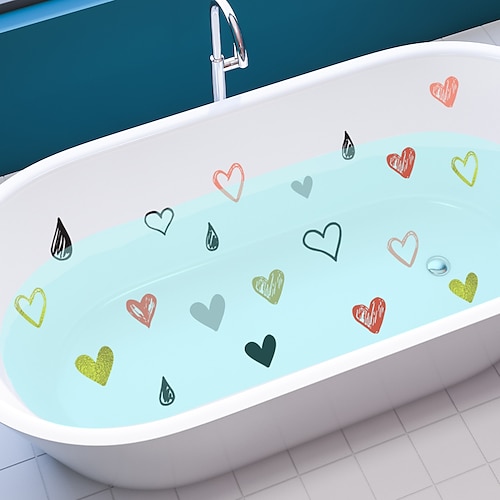 

6 pièces baignoire d'amour géométrique antidérapante avec autocollants muraux décoratifs imperméables auto-adhésifs.