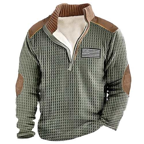 

Hombre Sudadera Sudadera con un cuarto de cremallera Negro Blanco Verde Trébol Gris Media cremallera Bloque de color Retazos Deporte Diario Festivos Ropa de calle Casual Vellón fino Otoño invierno