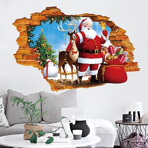 

adhésif stickers muraux 3d santa claus papier peint santa claus stickers muraux autocollants de noël décor de sol décor de noël pvc autocollant salle à manger autocollant surface du sol autocollant