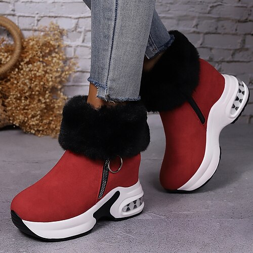 

Damen Turnschuhe Stiefel Plateaustiefel Übergrössen Hochgeschnittene Turnschuhe Täglich Stiefeletten Stiefeletten Winter Reißverschluss Keilabsatz Versteckte Ferse Runde Zehe Plüsch Brautkleider