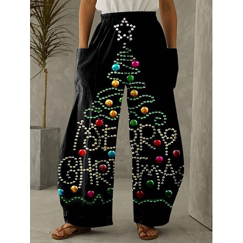 

Christmas Christmas Trees Pants Anime Side Pockets Elastic Drawstring Design Pants For Women's Adults' 3D Print 100% Polyester Vacation Festival