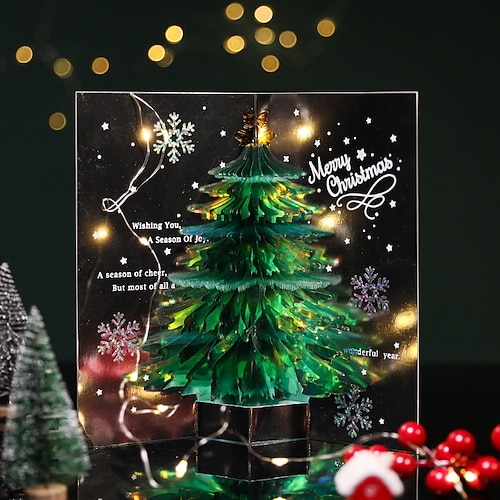 

Tarjeta de felicitación de árbol de Navidad emergente en 3D, un regalo de felicitación y bendición de fantasía brillante, tarjeta de Navidad, regalo de Navidad, tarjeta de árbol de Navidad