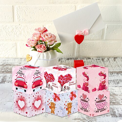 

6 unids/set caja de bocadillos de dulces con temática del Día de San Valentín caja de decoración para fiestas