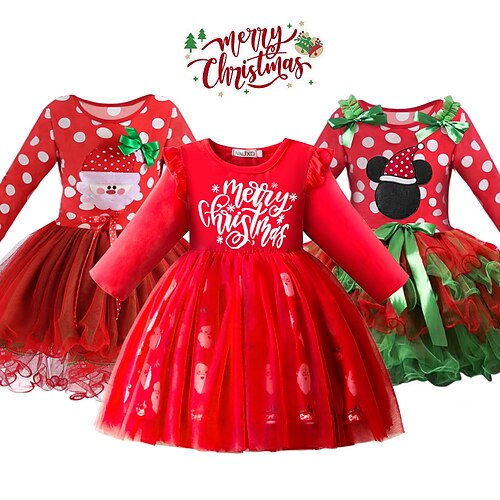 

Papai Noel Mrs.Claus Vestido de Natal Fantasia de Natal Para Meninas Natal Natal Ano Novo Noite de Natal Crianças Festa Natal Véspera de Ano Novo Poliéster Vestido