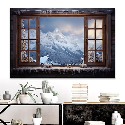 

Landschafts-Wandkunst-Leinwand, Winter-Schnee-Szene, Drucke und Poster, Landschaftsbilder, dekorative Stoffmalerei für Wohnzimmer, Bilder ohne Rahmen