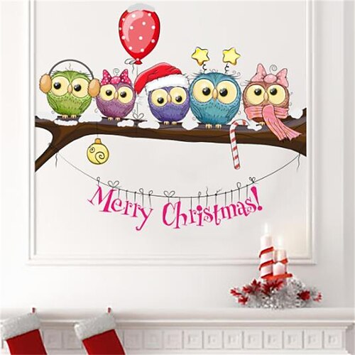 

Vinilo decorativo navideño disfraz de búho en rama adhesivo decorativo navideño para pared