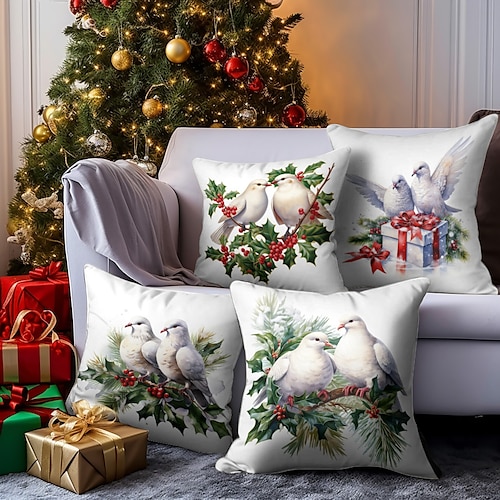 

Weihnachtstaube, doppelseitiger Kissenbezug, 1 Stück, weich, dekorativ, quadratisch, Kissenbezug für Schlafzimmer, Wohnzimmer, Sofa, Couch, Stuhl