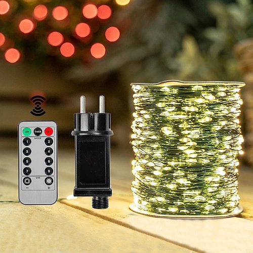 

30M 50M 100M Remote Control Plug in Green Copper Wire Light Festival Party Decoration Light LED Light String Garden Courtyard Full of Stars 1 set