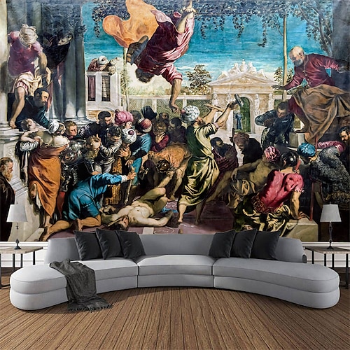 

Tintoretto pintura tapiz colgante arte de la pared tapiz grande decoración mural fotografía telón de fondo manta cortina hogar dormitorio sala de estar decoración