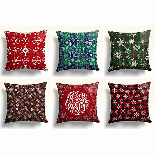 

Christmas Snowflake Double Side Pillow Cover 1PC Xmas Soft Decorative Square Cushion Case Pillowcase for Bedroom Livingroom Sofa Couch Chair