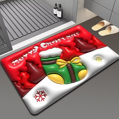 

Tapis de sol de Noël pour salle de bain en boue de diatomées, tapis de sol pour salle de bain, toilettes, entrée, séchage rapide, antidérapant et absorbant, paillasson de maison