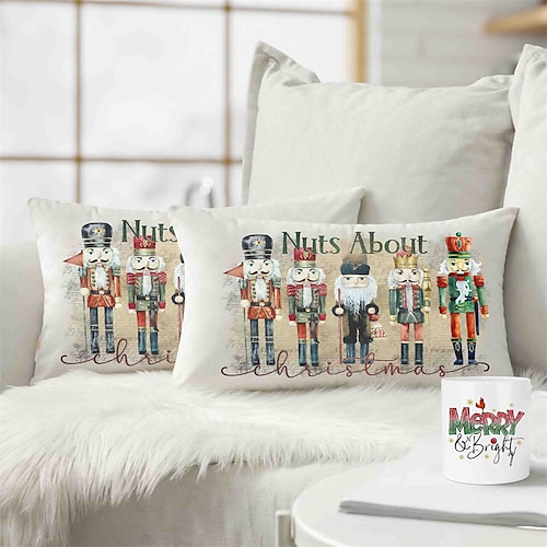 

Natal quebra-nozes travesseiro lombar natal decorativo lance travesseiros capa 1pc caso de almofada macia fronha para quarto sala sofá cadeira