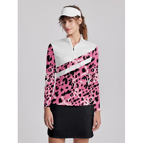 

Mujer Camisas de polo Camiseta de golf Transpirable Secado rápido Dispersor de humedad Manga Larga Ropa de golf ropa de golf Ajuste regular Cremallera Cuello alto Leopardo Primavera Otoño Tenis Golf