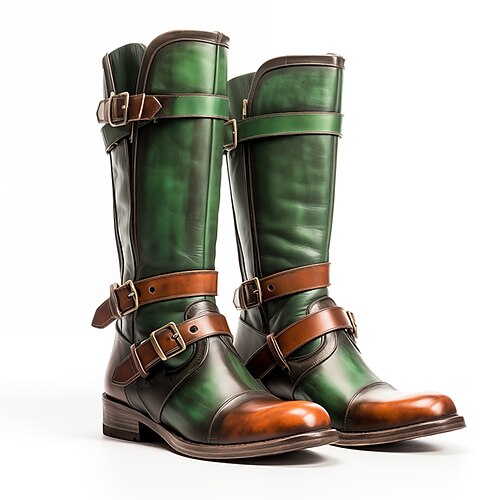 

Herren Stiefel Bikerstiefel Motorradstiefel Retro Wanderschuhe Brautkleider schlicht Täglich Leder Komfortabel Stiefeletten / Stiefeletten Halbschuhe Armeegrün Frühling Herbst