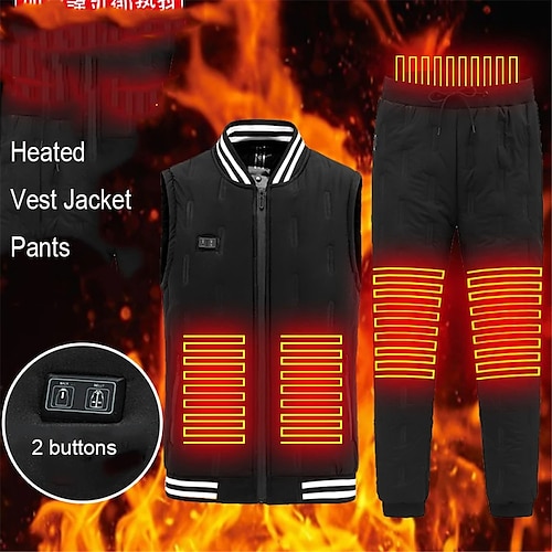 

Conjunto de ropa térmica de invierno para hombre, chaleco eléctrico usb y pantalones, conjuntos para senderismo, caza, camping, esquí, motocicleta, ropa térmica, cortavientos