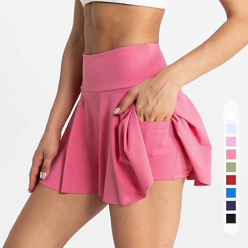 

Femme Jupe de tennis Jupe de golf Respirable Séchage rapide Evacuation de l'humidité Vêtements de tennis Vêtements de golf Standard 2 en 1 Poche pour tee de golf Couleur unie Eté Tennis Le golf