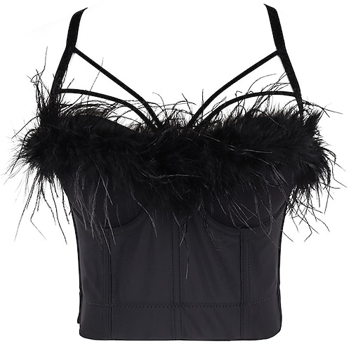 

Sensual Y2K Ano 2000 Corpete Tubo Superior Regata Sutiã push-up Top curto corpete Garota gótica Mulheres Pena Cosplay Ocasiões Especiais Carnaval Festa Boate Clubwear Colete