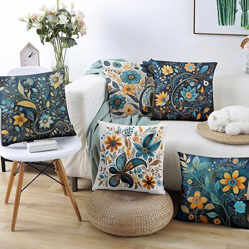 

Capa de almofada dupla face floral colorida, 1 peça, macia, decorativa, quadrada, fronha para quarto, sala de estar, sofá, cadeira