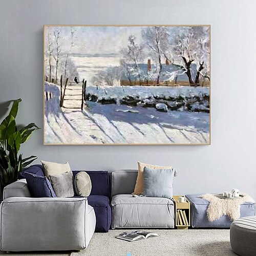 

Claude Monet - la reproduction de la pie peinte à la main célèbre toile de luxe art mural cadeau art mural peinture de paysage d'hiver décor à la maison sans cadre